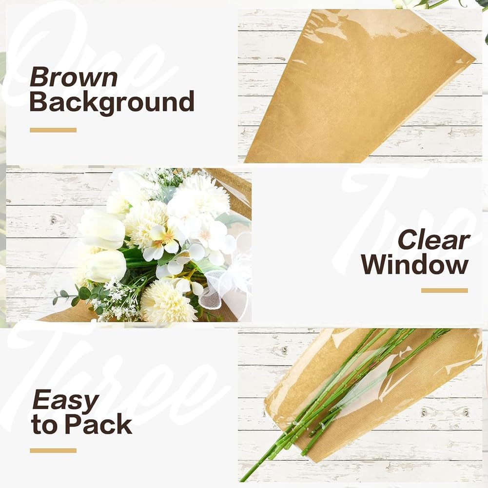 Amazon｜Swagell 50 個透明包装紙クラフト紙花屋ラップバッグフラワー